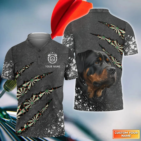 Darts Rottweiler Scratch Personalized Name 3D Shirt For Darts Player S300520