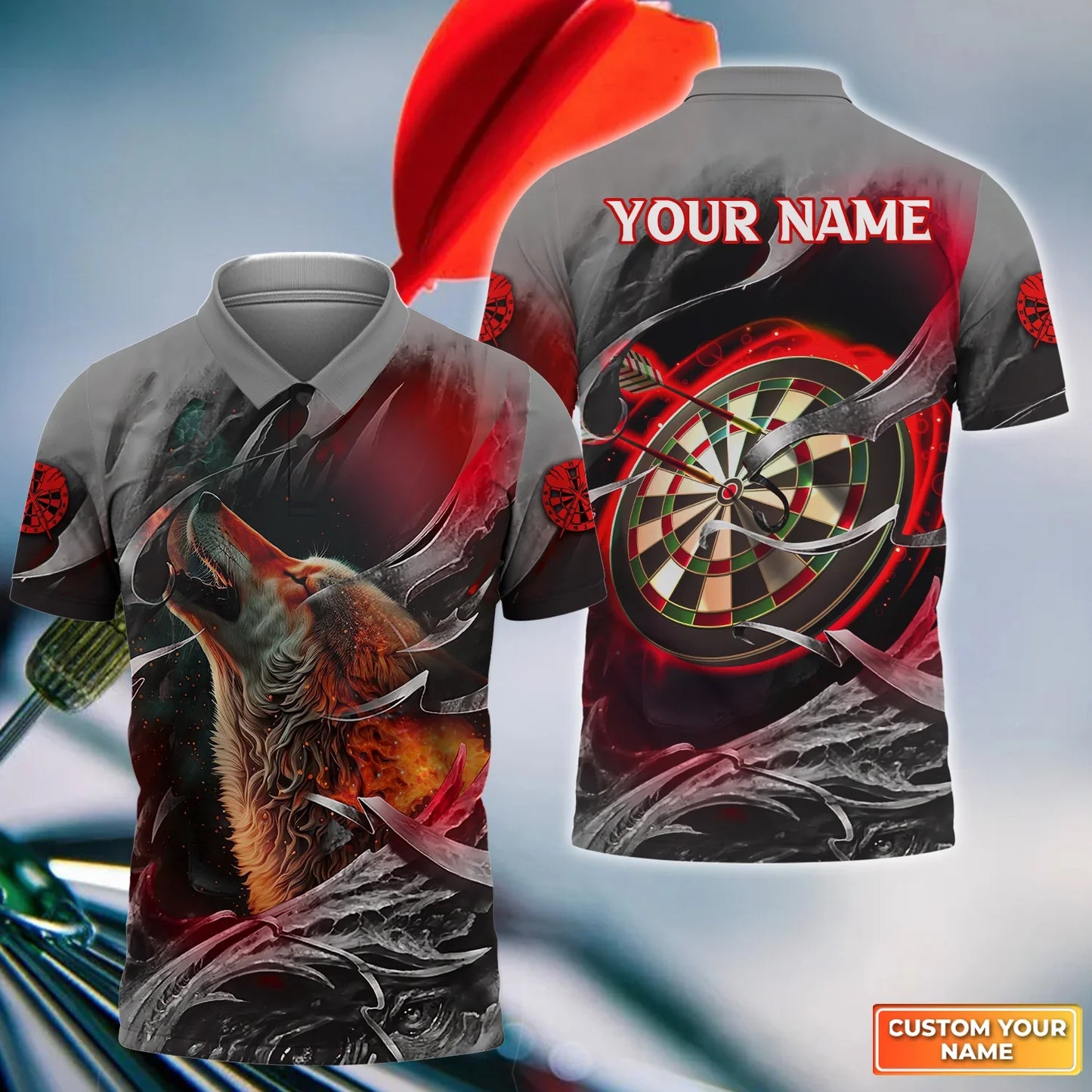 Dartboard Wolf C1 Personalized Name 3D Shirt For Darts Player SH200605