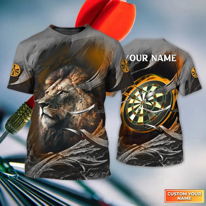 Dartboard Lion S2 Personalized Name 3D Shirt For Darts Player