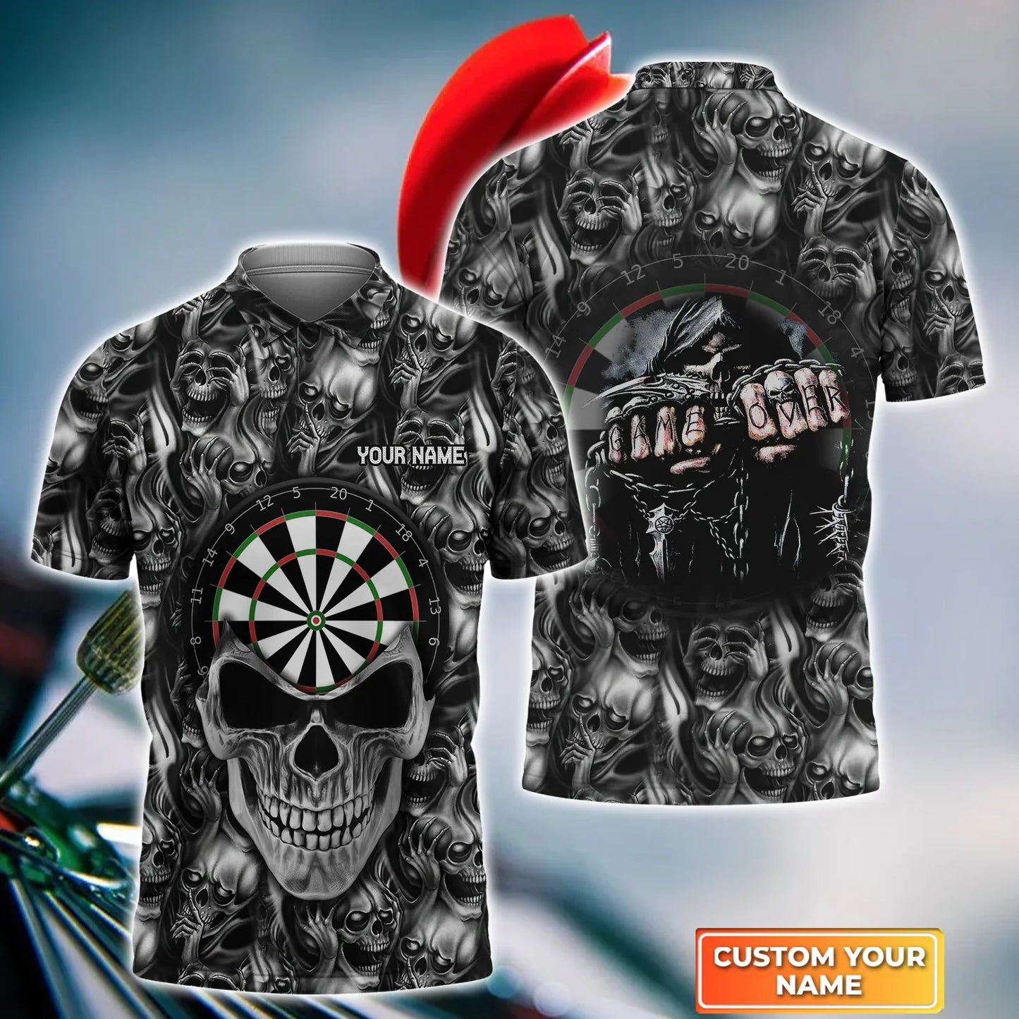 Darts Skull Personalized Name 3D Shirt For Darts Player Q210411