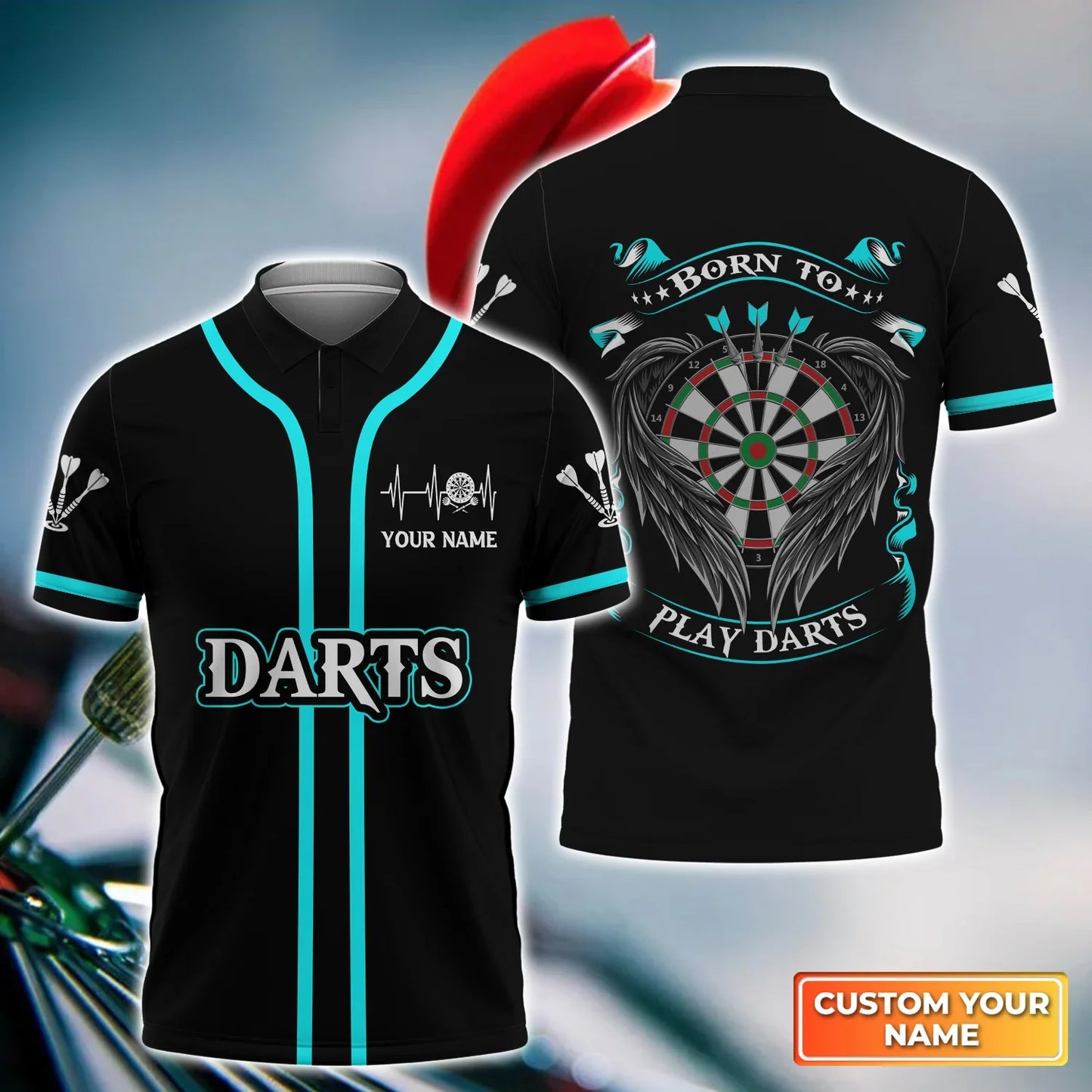 Born To Play Darts Personalized Name 3D Polo Shirt For Darts Player Q030511