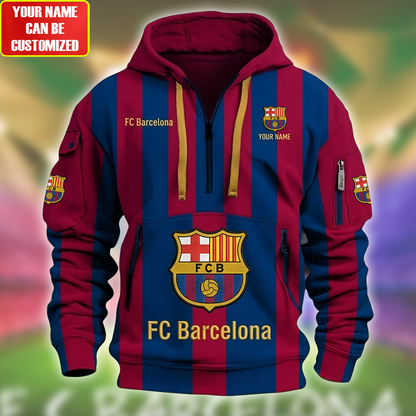 Personalized Barcelona FC 3D Zip-Hoodie Cotton Jacket