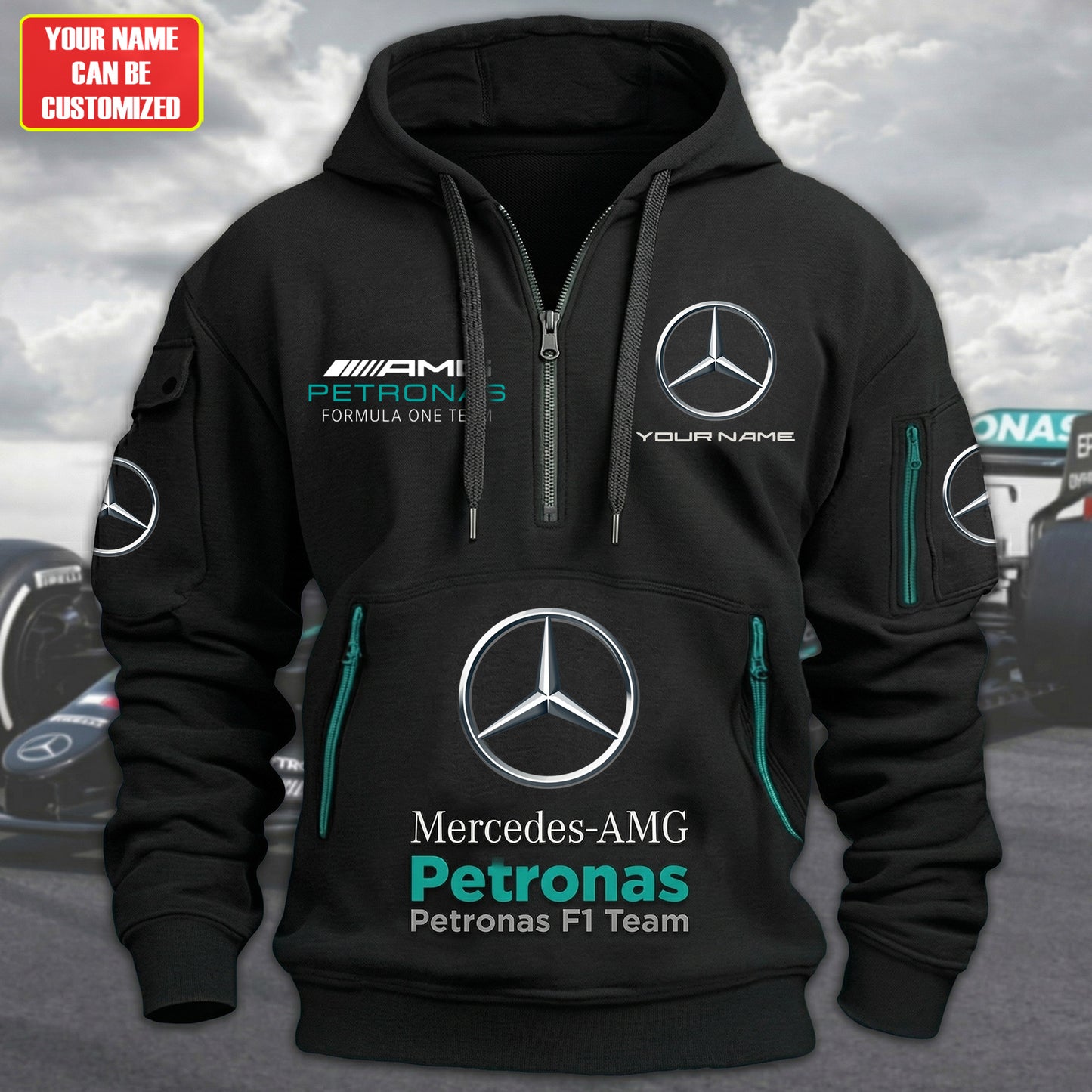 Personalized Merc Fomula F1 Team 3D Zip-Hoodie Cotton Jacket