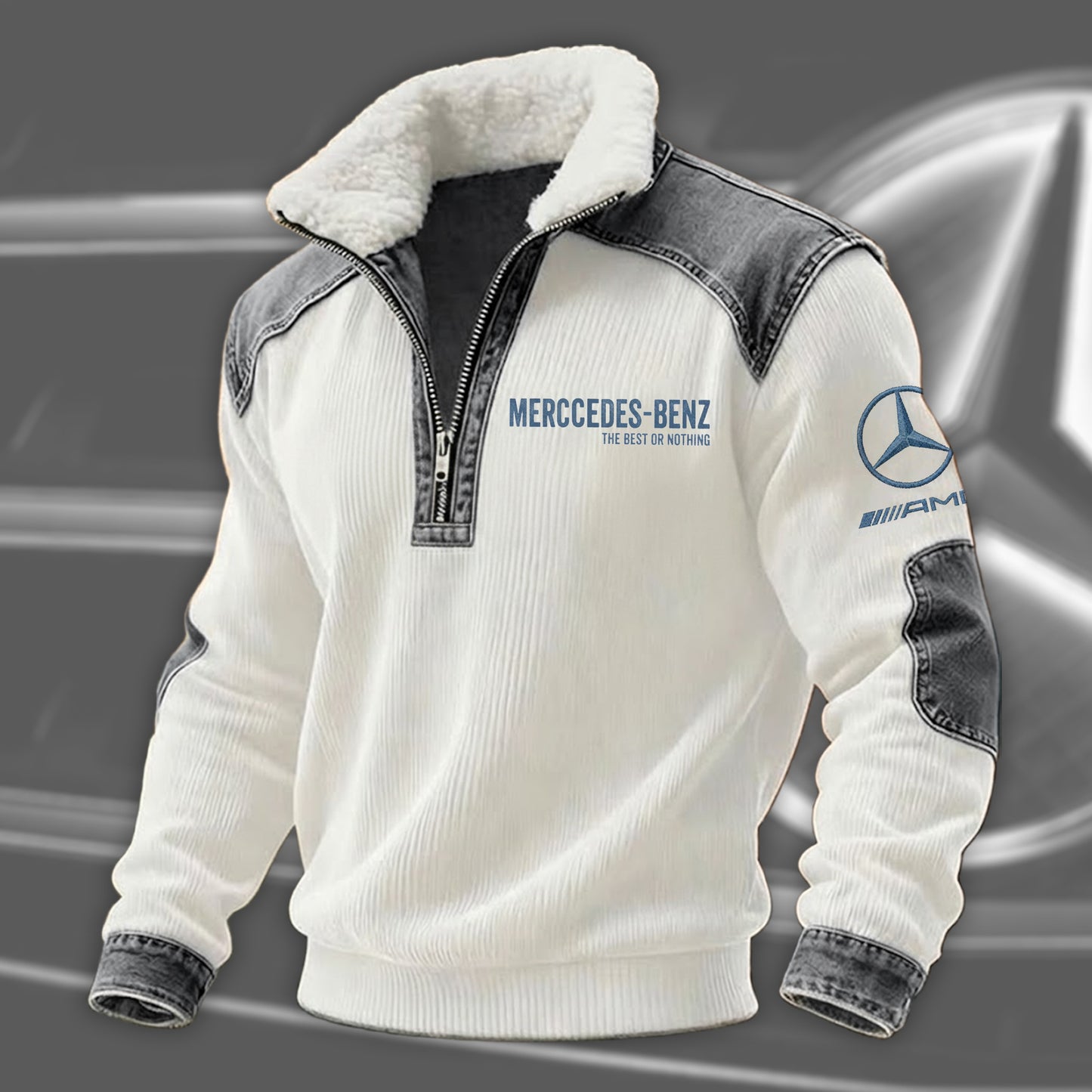 Merc The Best or Nothing Denim Fleece Collar Sweatshirt