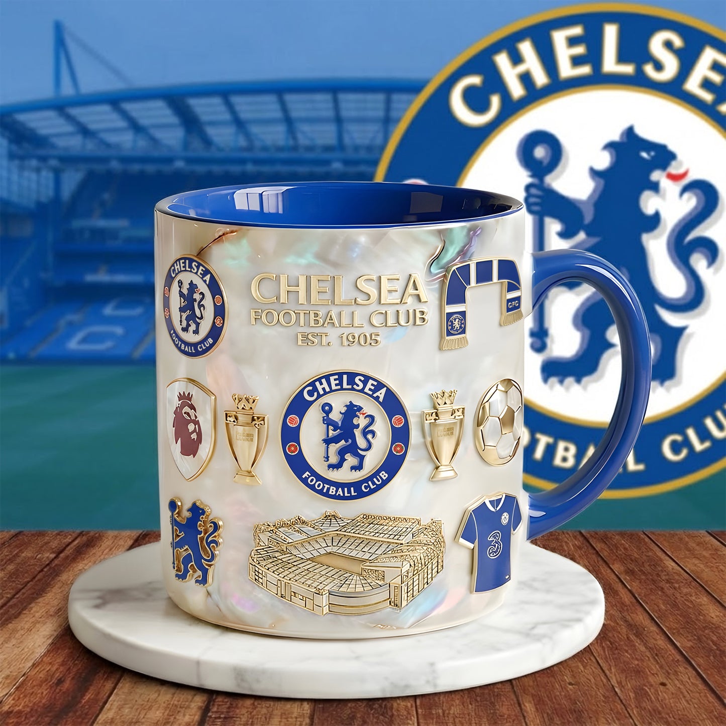 Chelsea Est 1905 Accent Mug , Cream Mug Gifts , Holiday Gifts