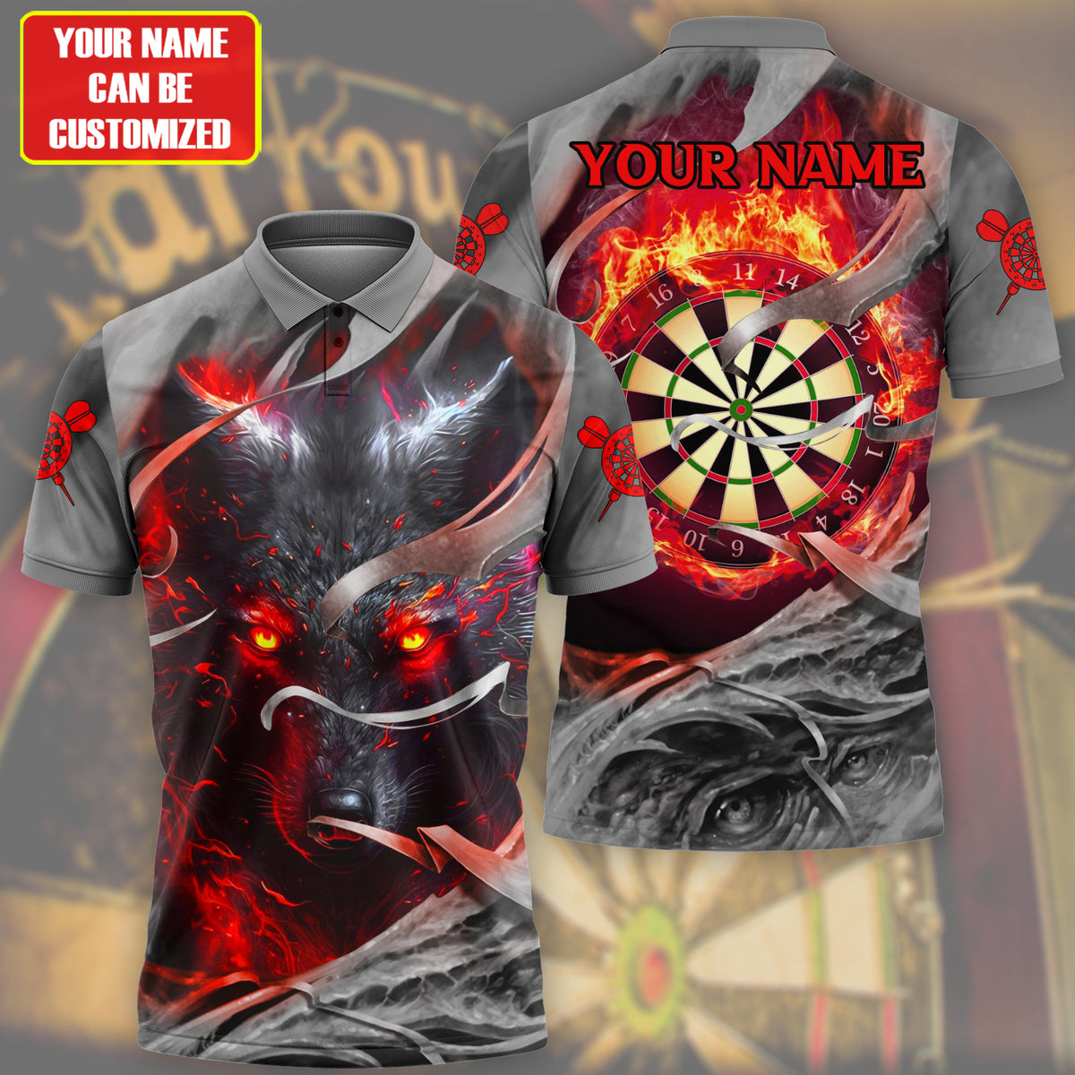Personalized Name Wolf Darts All Over Printed Unisex Shirt P020806