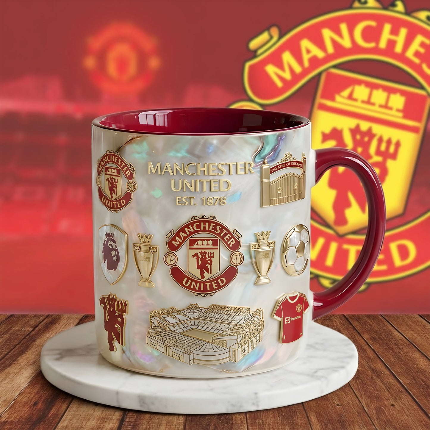 M.U FC Blink Accent Mug , Cream Mug Gifts , Holiday Gifts