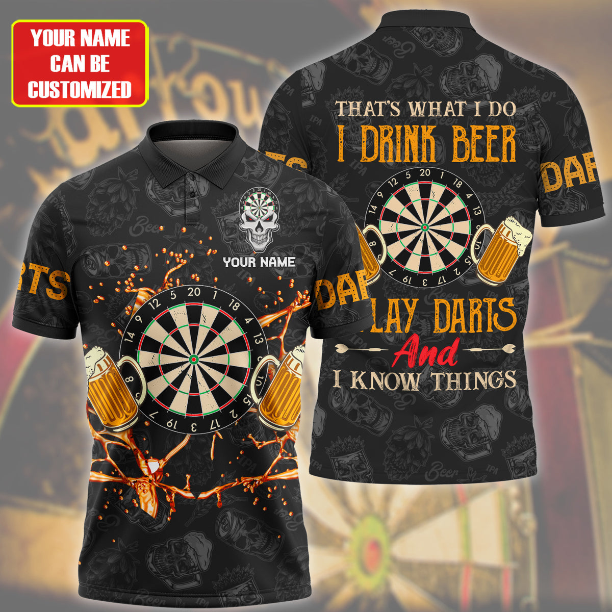 Dart and Beer Personalized Name 3D Shirt For Darts Player P030204