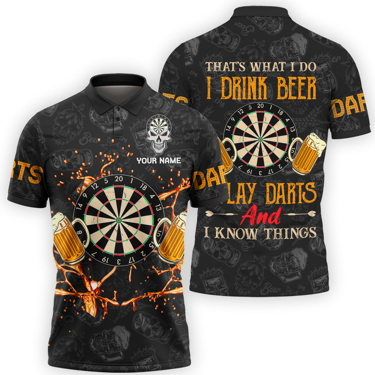 Dart and Beer Personalized Name 3D Shirt For Darts Player P030204