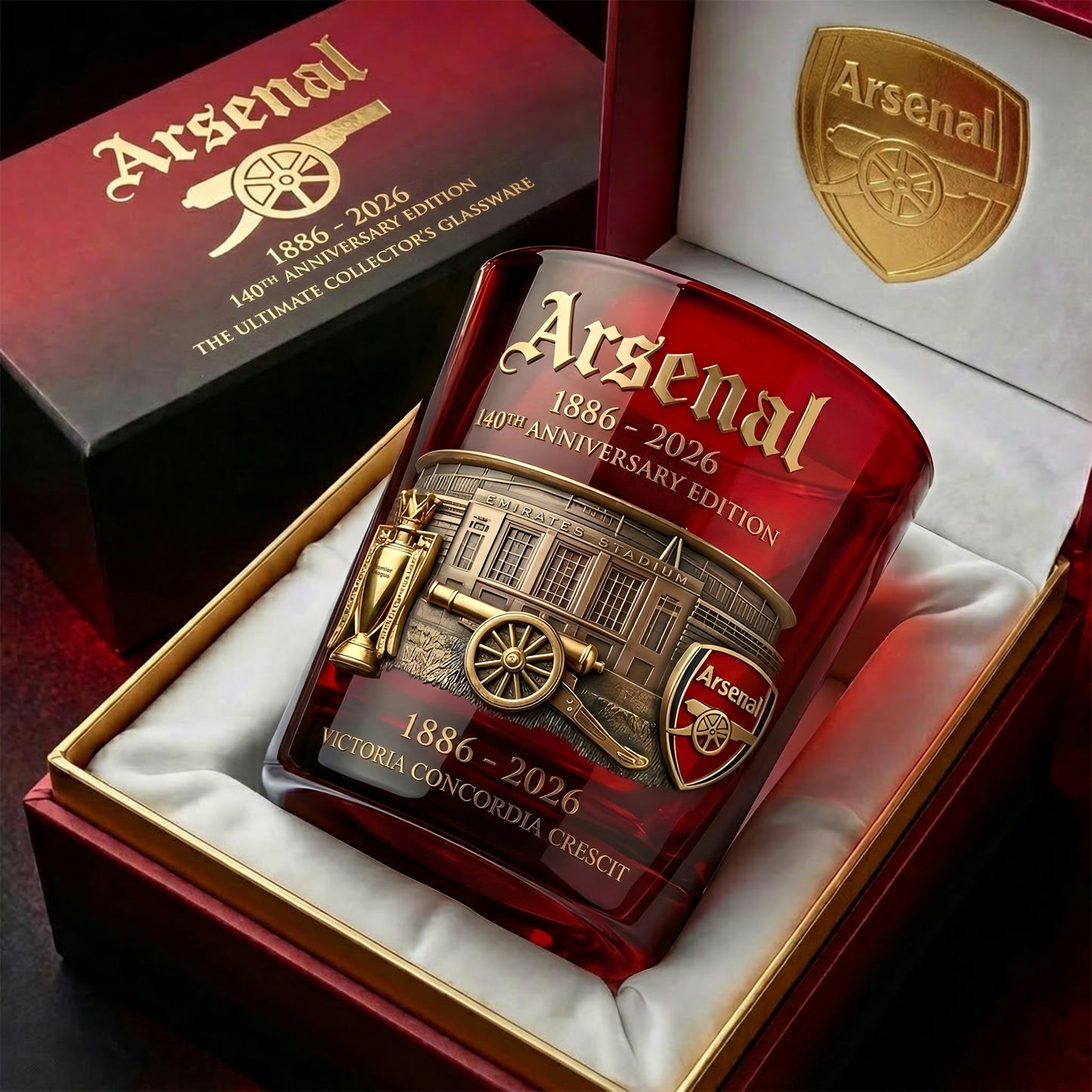 Ars 1886 - 2026 Anniversary Whisky , Arsenal Whiskey Glass, Holiday Gifts