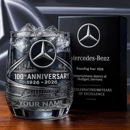 Personalized Merc 100 Years Anniversary Whisky , Merc Whiskey Glass