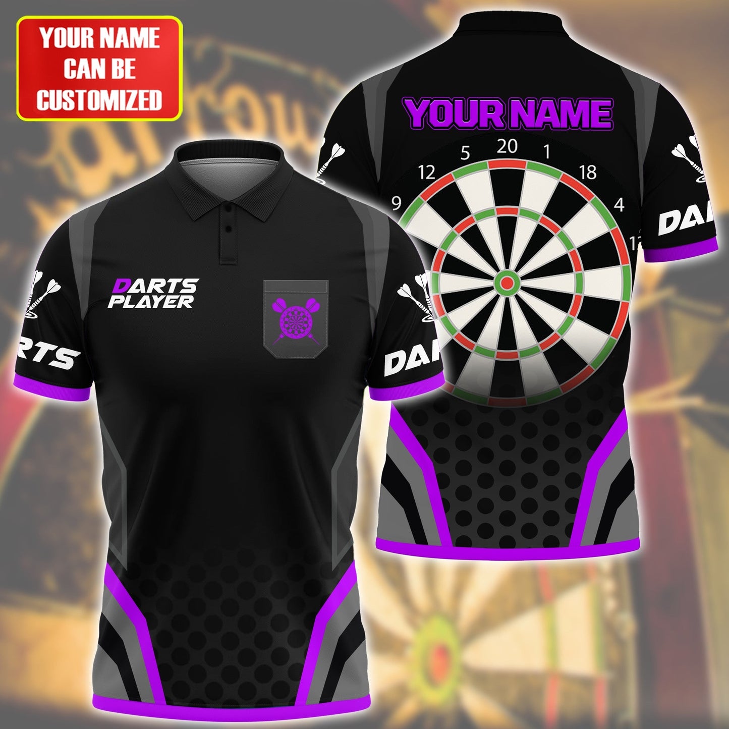 Personalized Name Darts Player All Over Printed Unisex Shirt Purple Version P050404