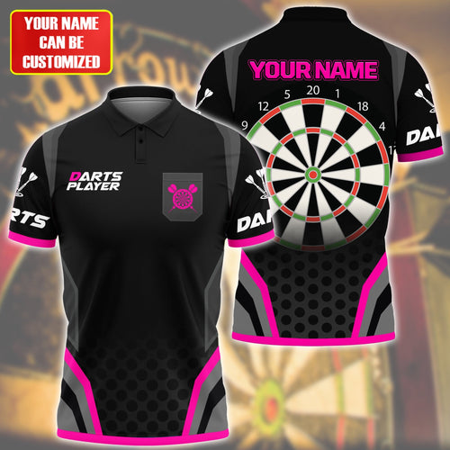 Personalized Name Darts Player All Over Printed Unisex Shirt Blue Pink Version P050404