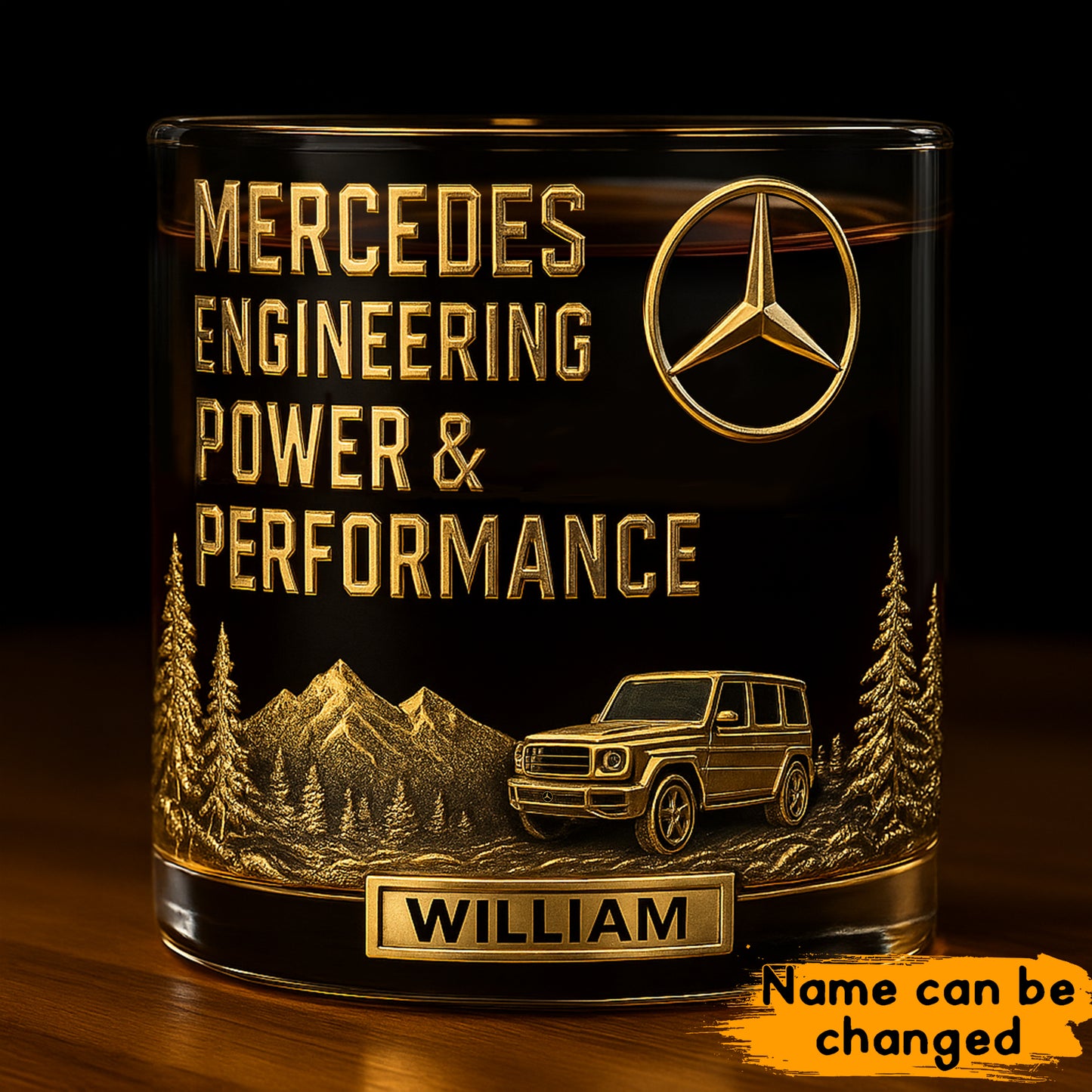 Personalized Merc Golden Whisky , Merc Whiskey Glass , Holiday Gifts