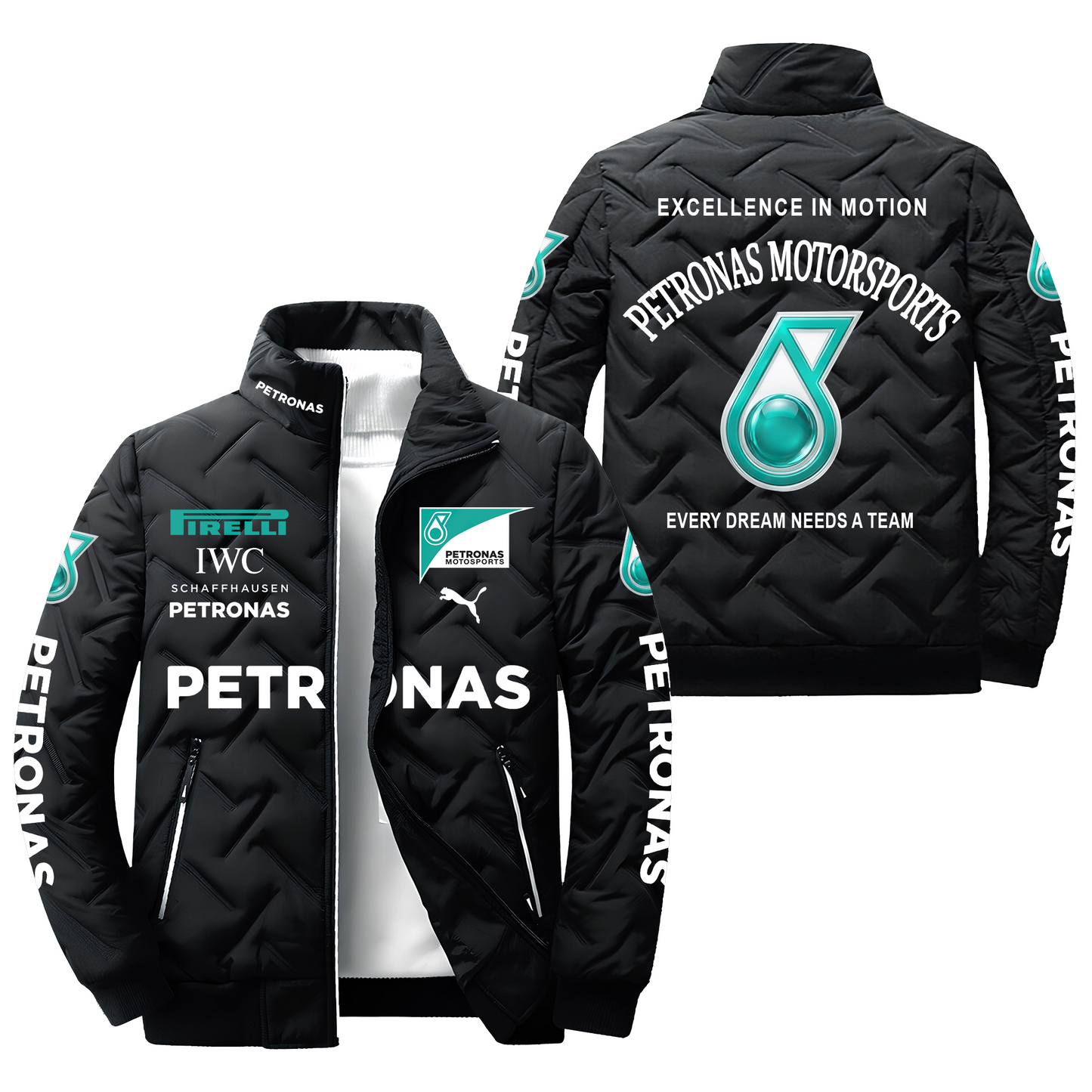 Personalized Merc Petronas Racing Puffer Jacket