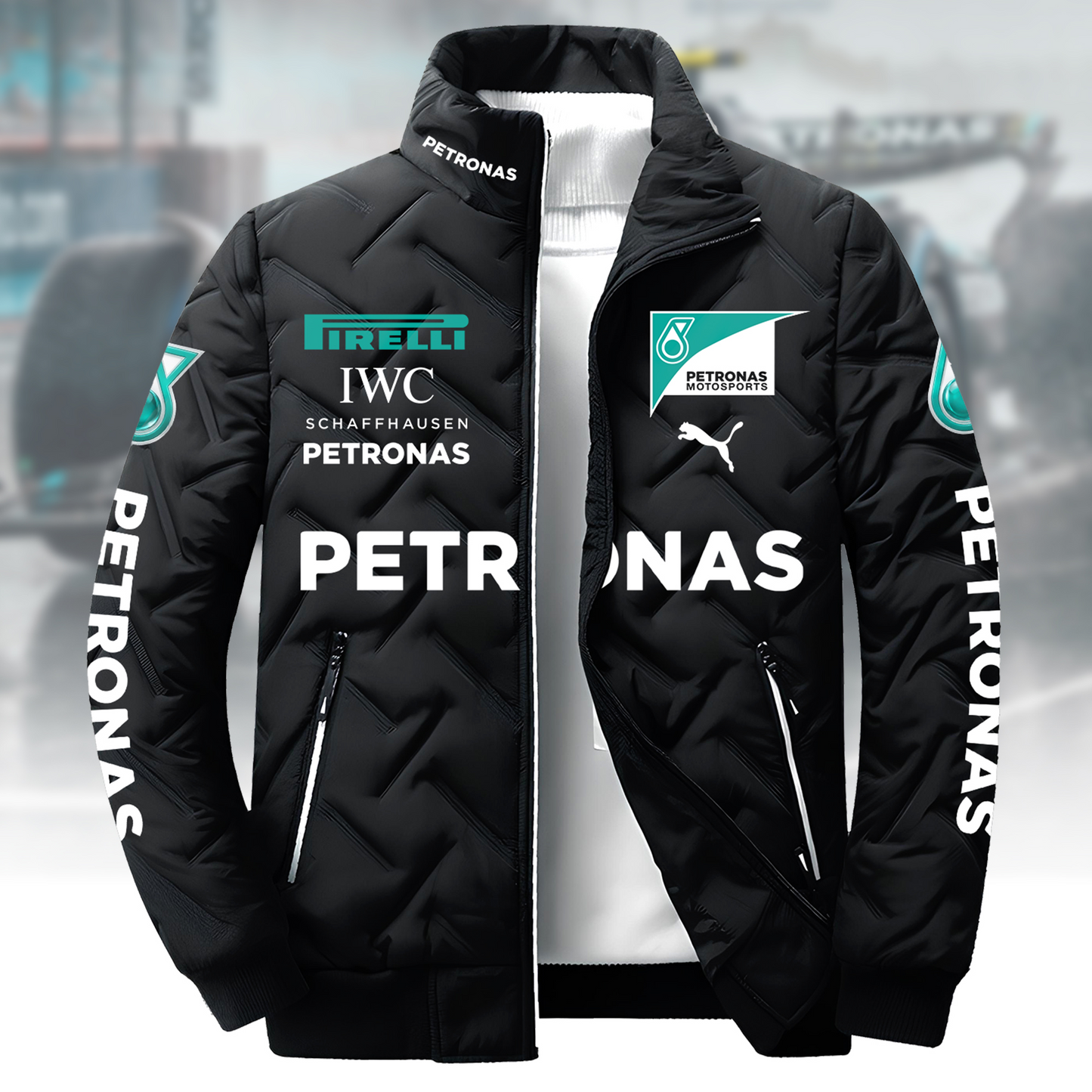 Personalized Merc Petronas Racing Puffer Jacket