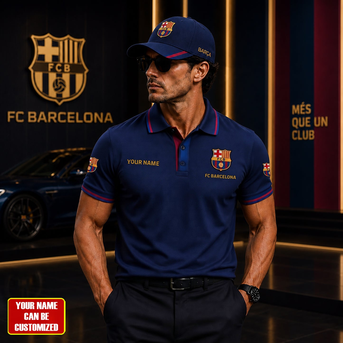 Personalized Barca FC 2026 Polo Shirt ( Inclued Cap )