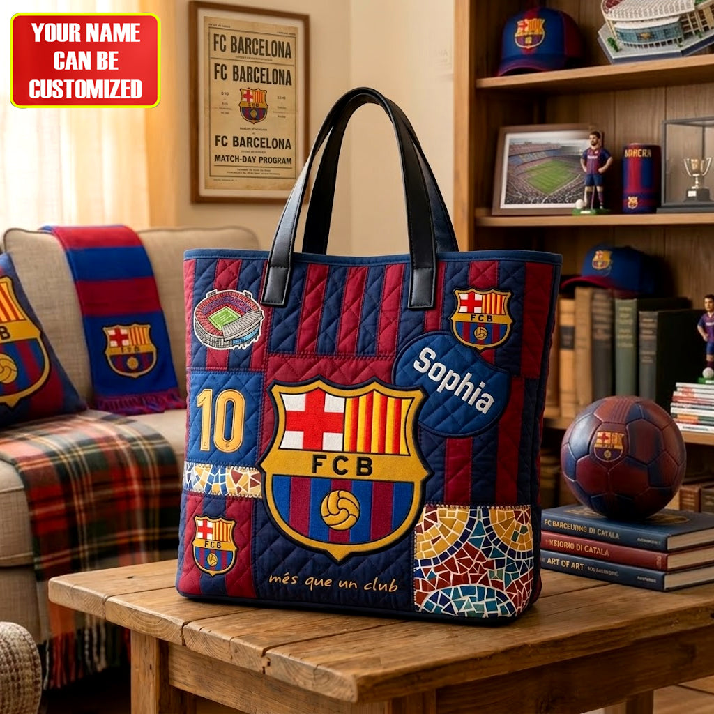 Personalized Barca FC History Quilted Tote Bag