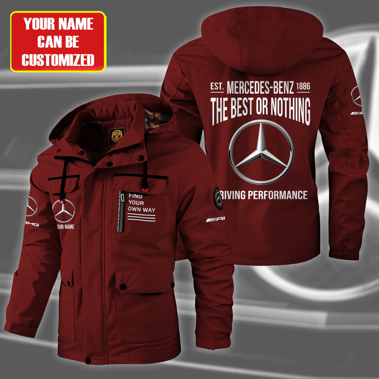 Personalized Mercedes Driving Performance Windbreaker Hooded Jacket