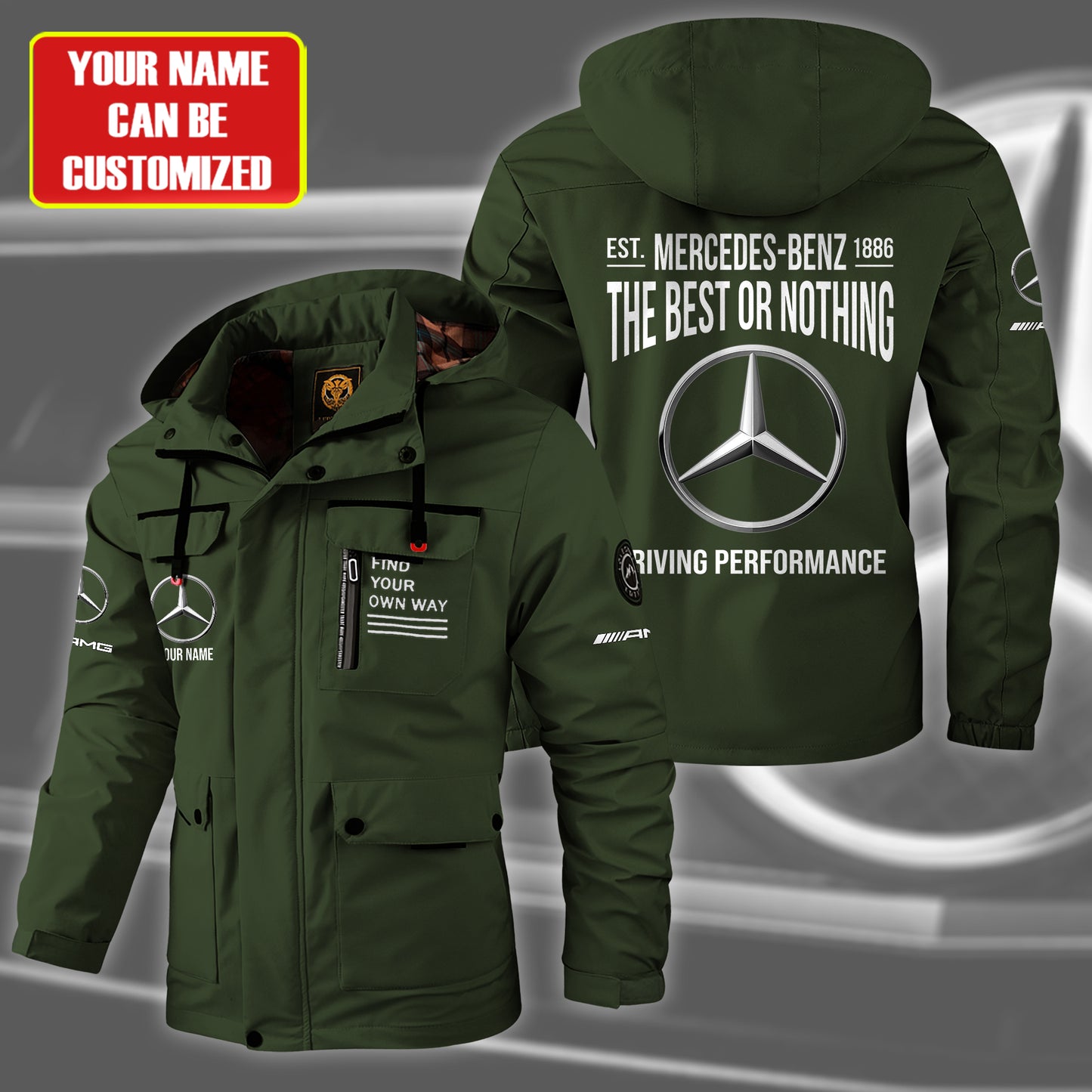 Personalized Mercedes Driving Performance Windbreaker Hooded Jacket