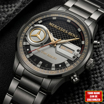 Custom Name Merc Vontage Stainless Steel Quartz Watch