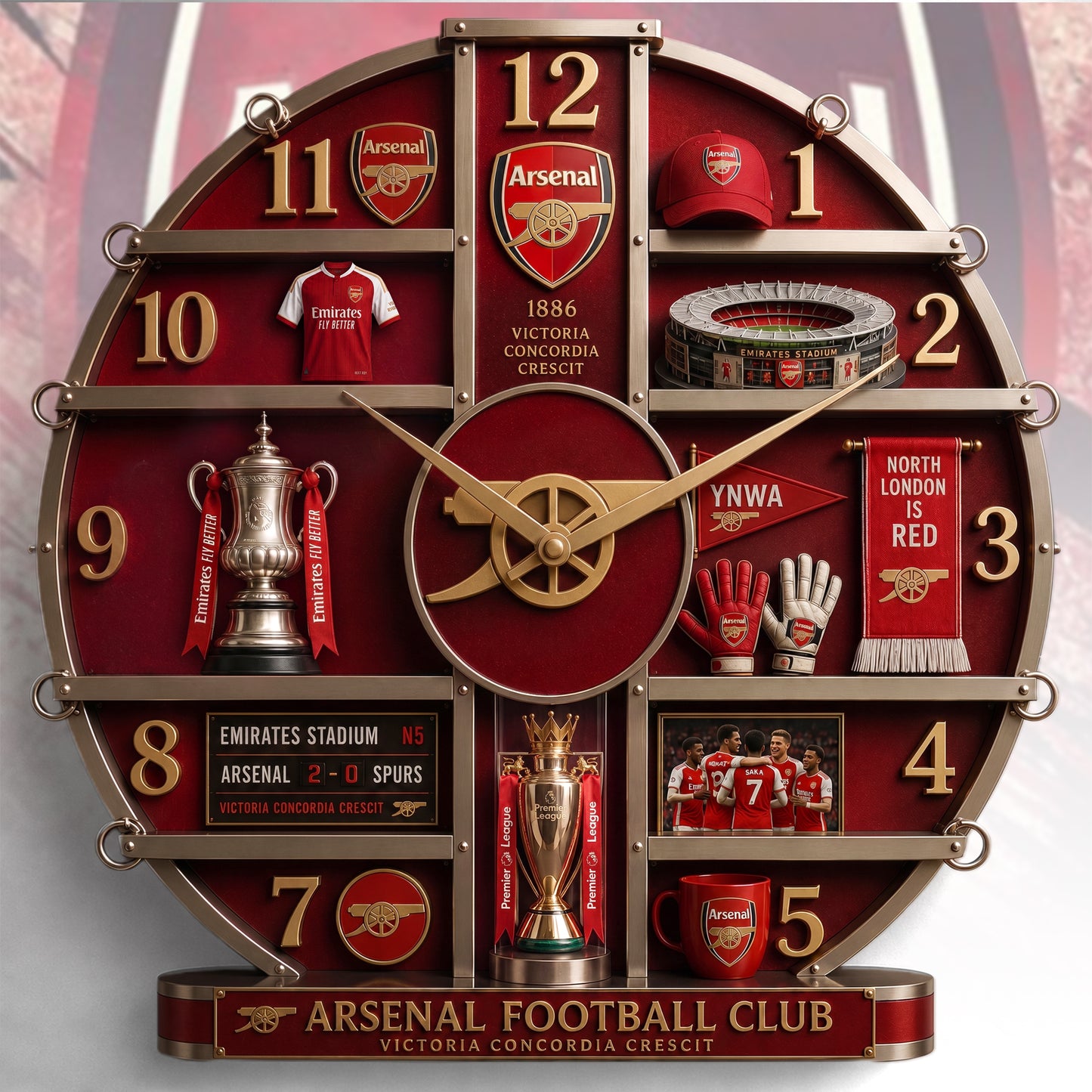 Arsenal FC Home Decorative 3D Visual Effect Acrylic Wall Clock V2
