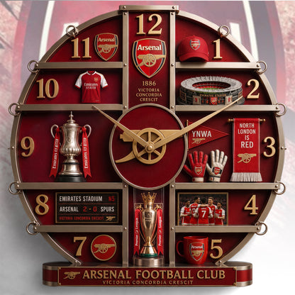 Arsenal FC Home Decorative 3D Visual Effect Acrylic Wall Clock V2