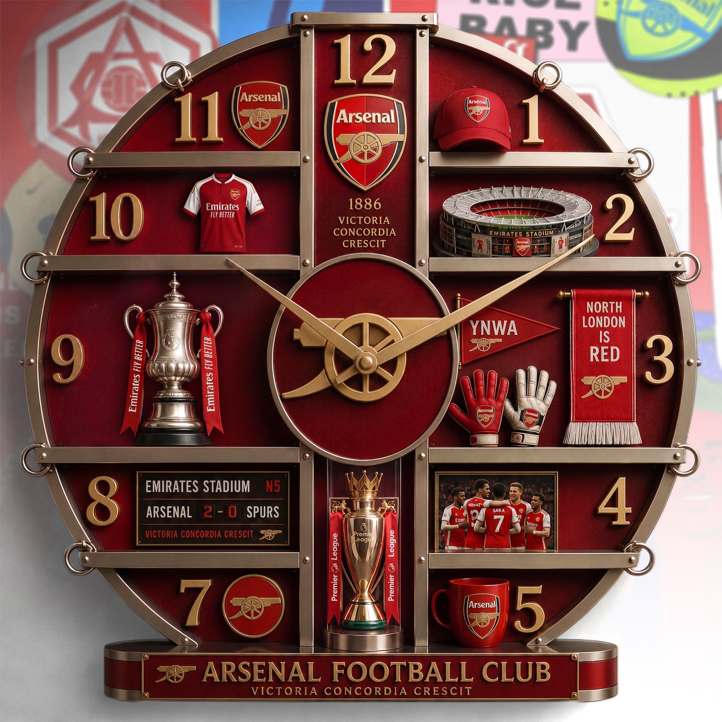 Arsenal FC Home Decorative 3D Visual Effect Acrylic Wall Clock V2