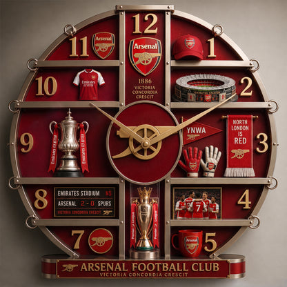 Arsenal FC Home Decorative 3D Visual Effect Acrylic Wall Clock V2