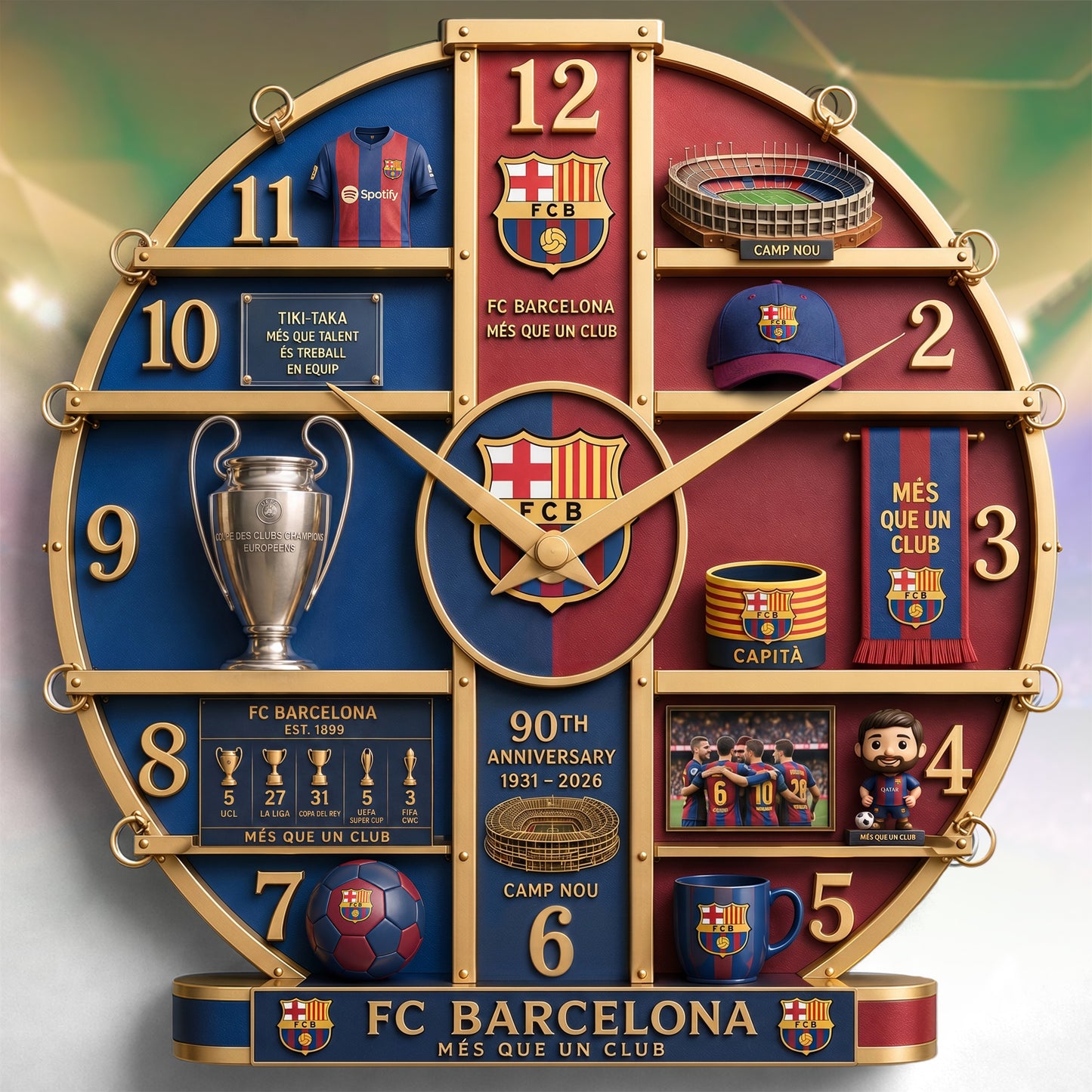 Barca FC Camp Nou 3D Visual Effect Acrylic Wall Clock