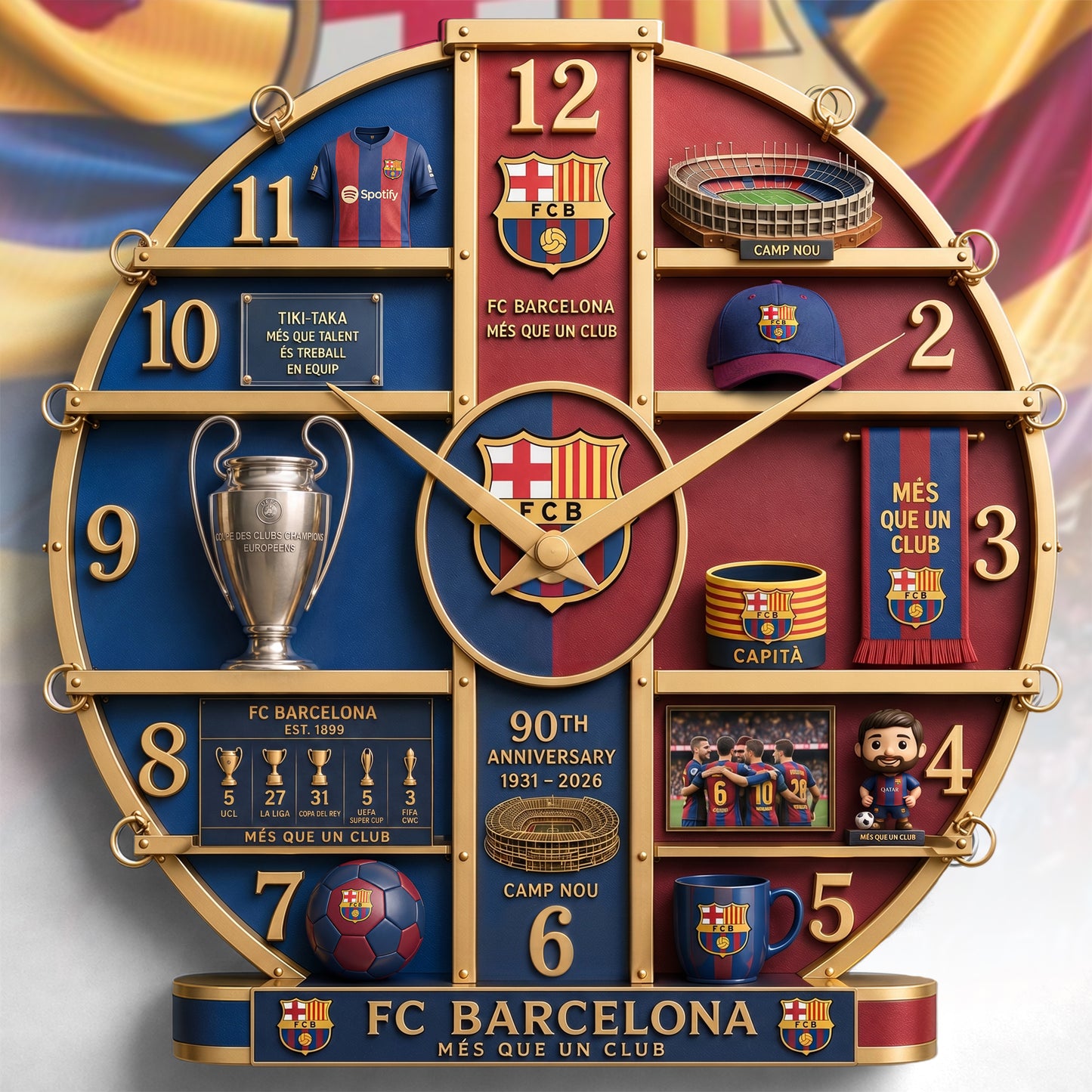 Barca FC Camp Nou 3D Visual Effect Acrylic Wall Clock