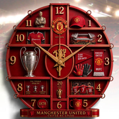 M.U FC Forever Red 3D Visual Effect Acrylic Wall Clock