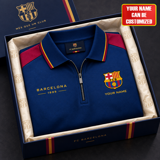 Personalized Barca FC Division Zipper Polo ,T-shirt, Hoodie , Short , Polo , hawaii