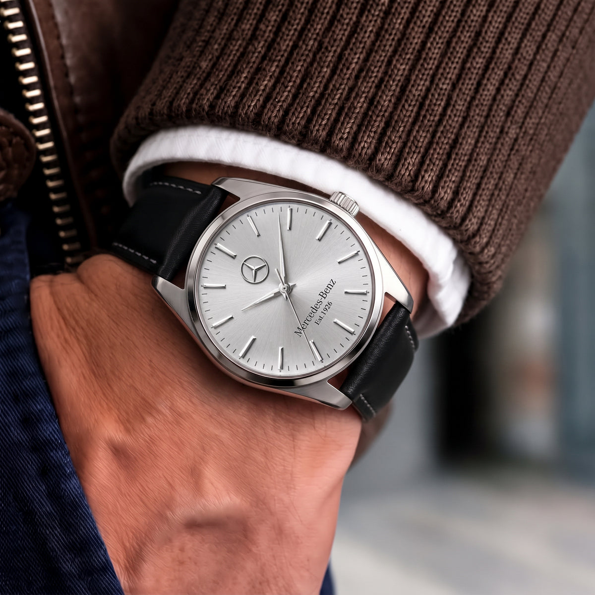 Personalized Merc Backdrive Leather Strap Watch