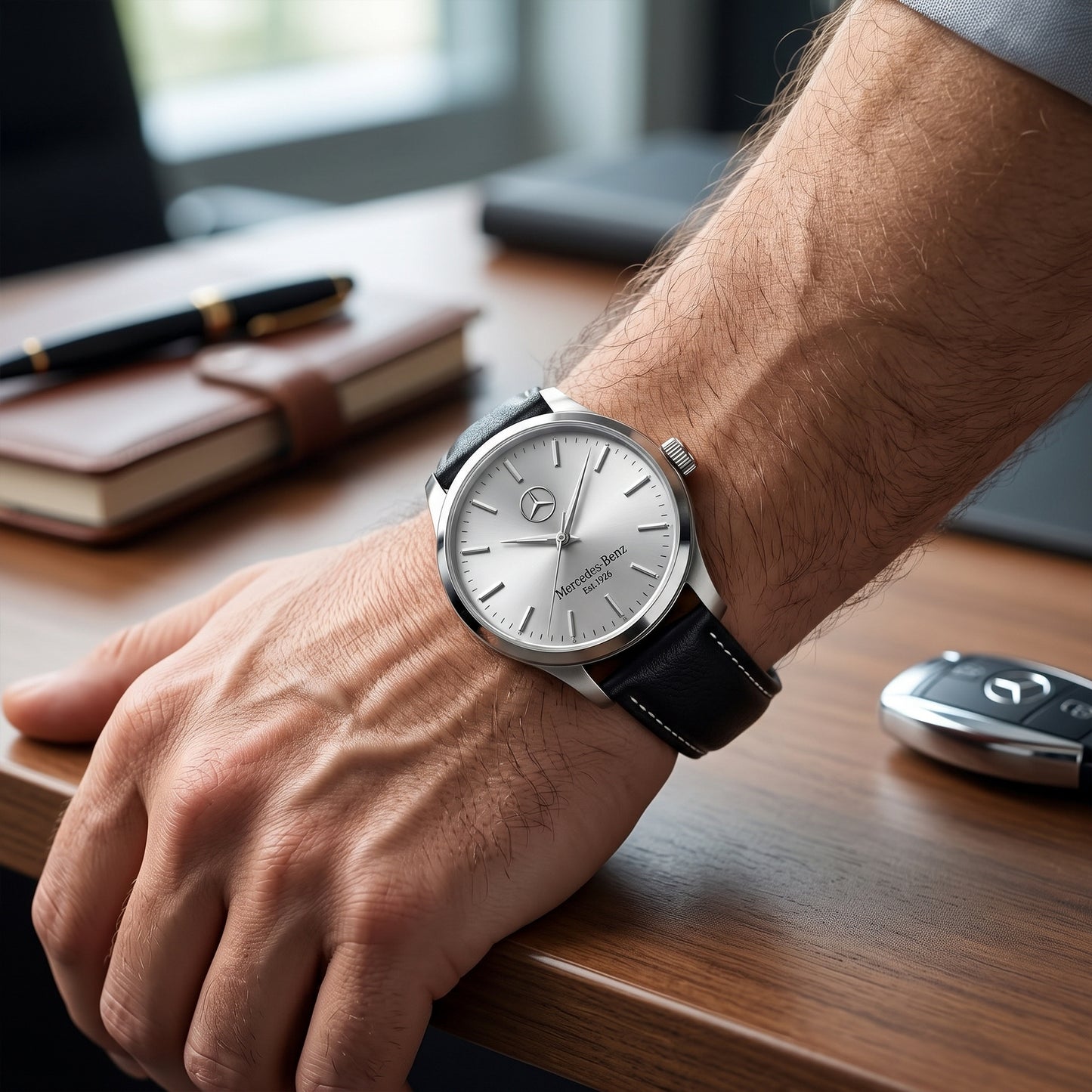 Personalized Merc Backdrive Leather Strap Watch