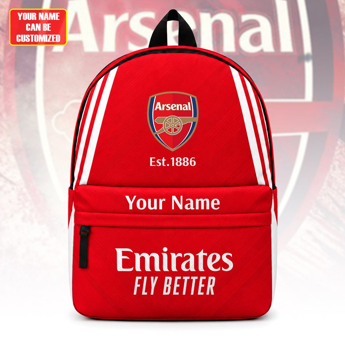 Arsenal 2026 Emirates Backpack with Custom Name – Gift for Arsenal Fans