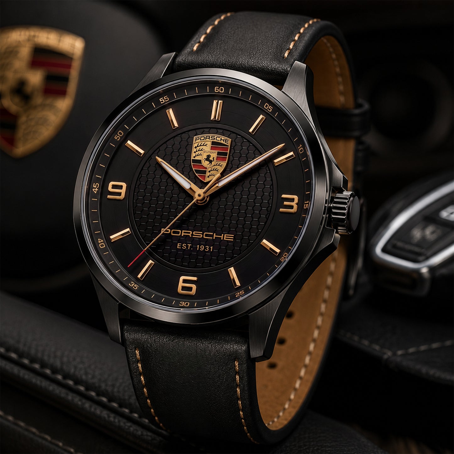 Personalized Pors Est.1931 Luxury Leather Strap Watch