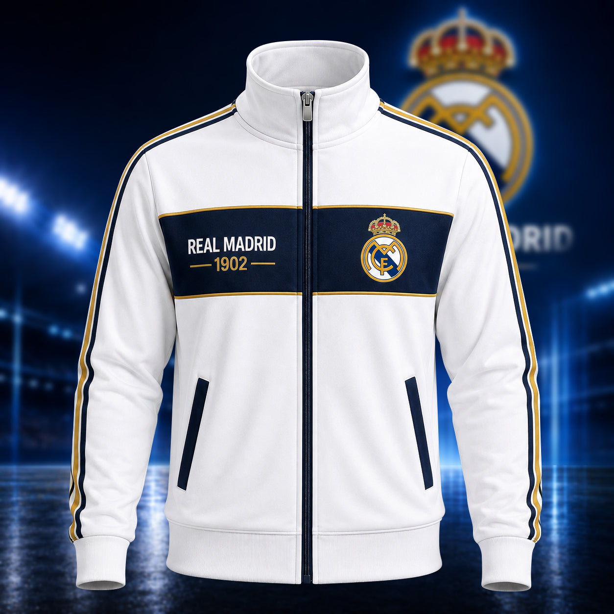 Personalized Real Madrid 2026 Zipper Stand Collar Jacket