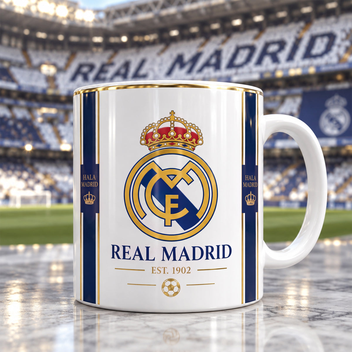 Real 1902 Accent Mug , Cream Ceramic Mug, Football Fan Gift, Holiday Gift