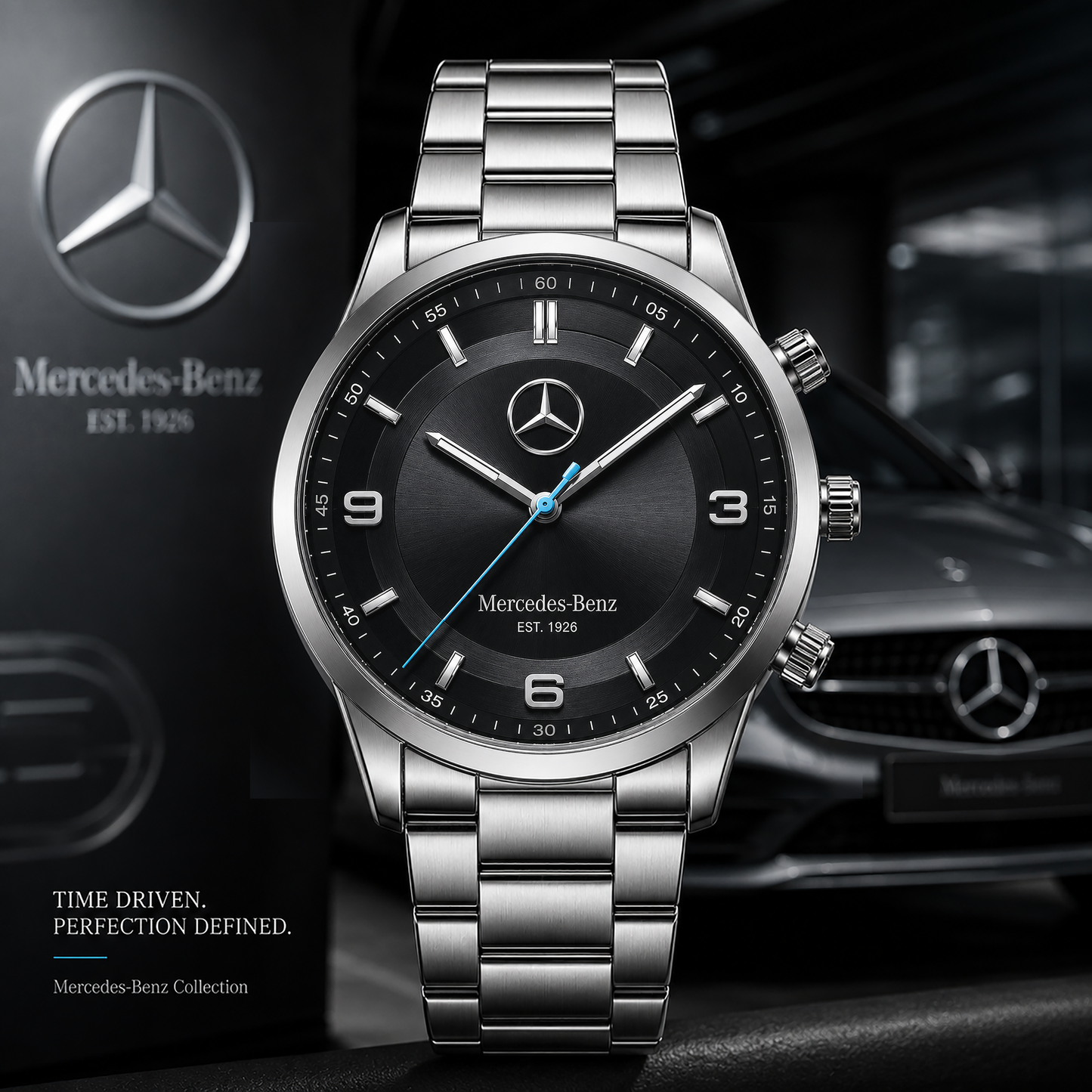 Merc Blue Diamond Alloy Quartz Watch
