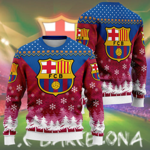 Super Barca Ugly Christmas Sweater , Unisex Wool Sweater