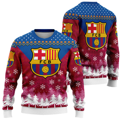 Super Barca Ugly Christmas Sweater , Unisex Wool Sweater