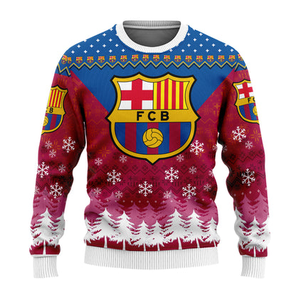 Super Barca Ugly Christmas Sweater , Unisex Wool Sweater