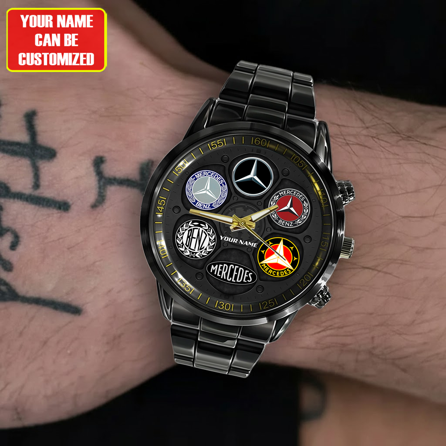 Personalized Merc Logo History Luxury Stainless Steel Watch