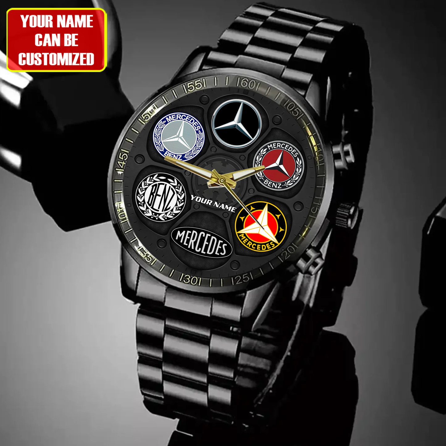 Personalized Merc Logo History Luxury Stainless Steel Watch