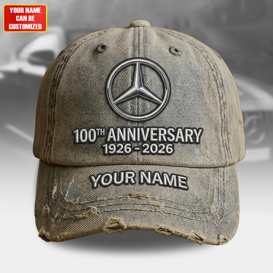 Customized Merc 100th Anniversary Vintage Denim Cap