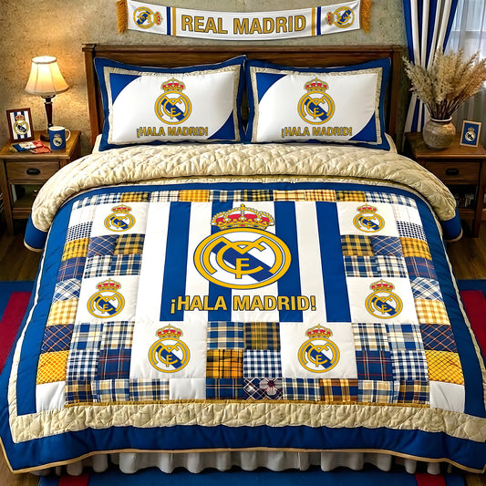 Real FC Emboidery Pattern Quilt Bedding Set