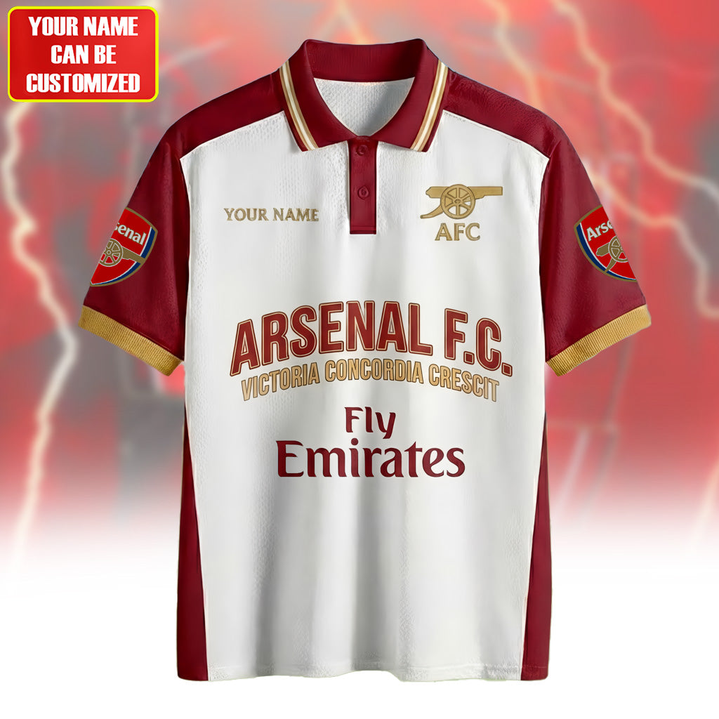 Personalized Arsenal FC Full Printing Polo , Zip Polo, Shirt , Hoodie , Short , T-shirt