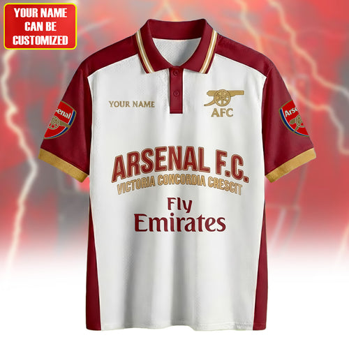 Personalized Arsenal FC Full Printing Polo , Zip Polo, Shirt , Hoodie , Short , T-shirt