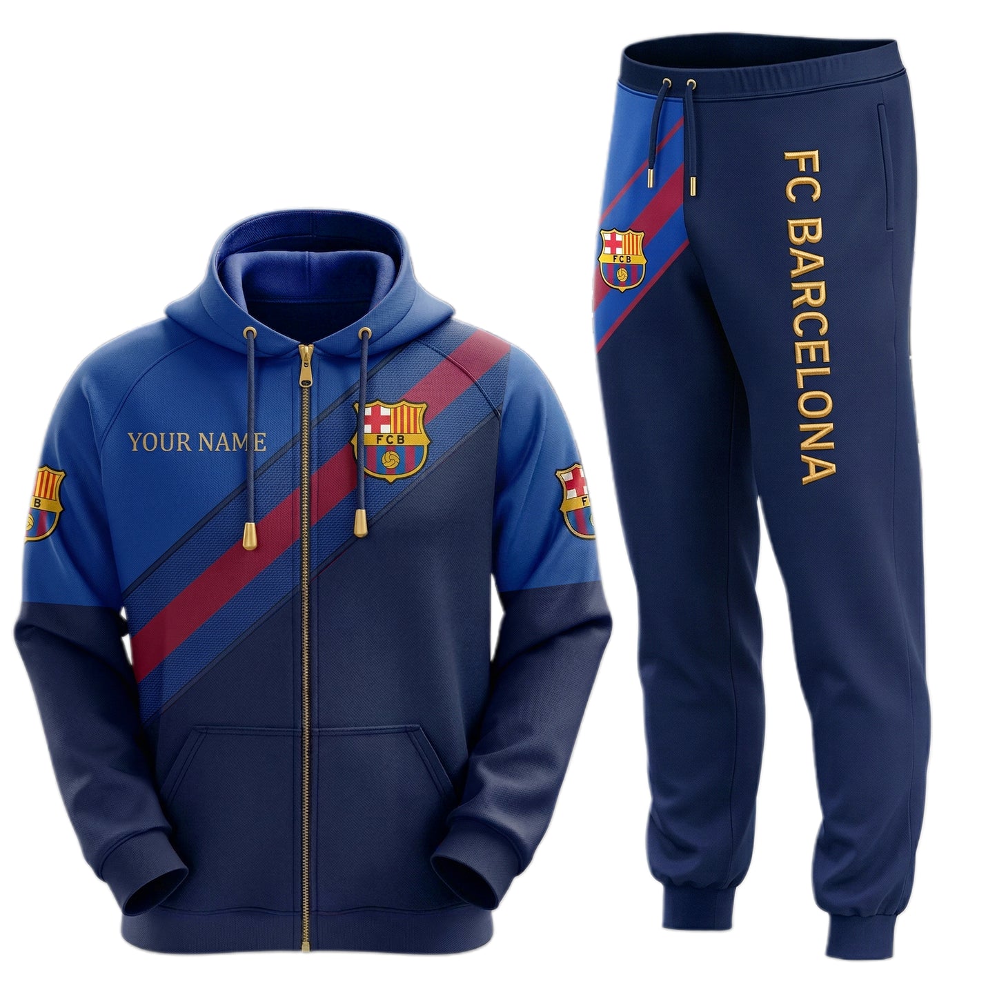 Personalized Barca FC 25/26 All over Printed Hoodie and Sweatpants set